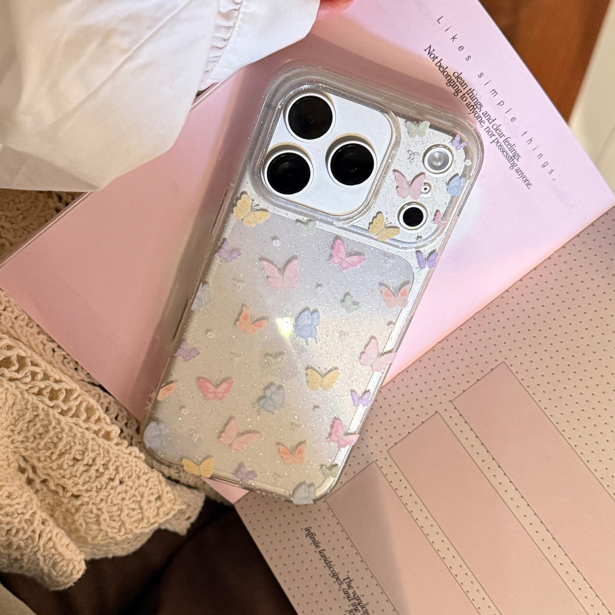 Clear softcover with colorful butterflies