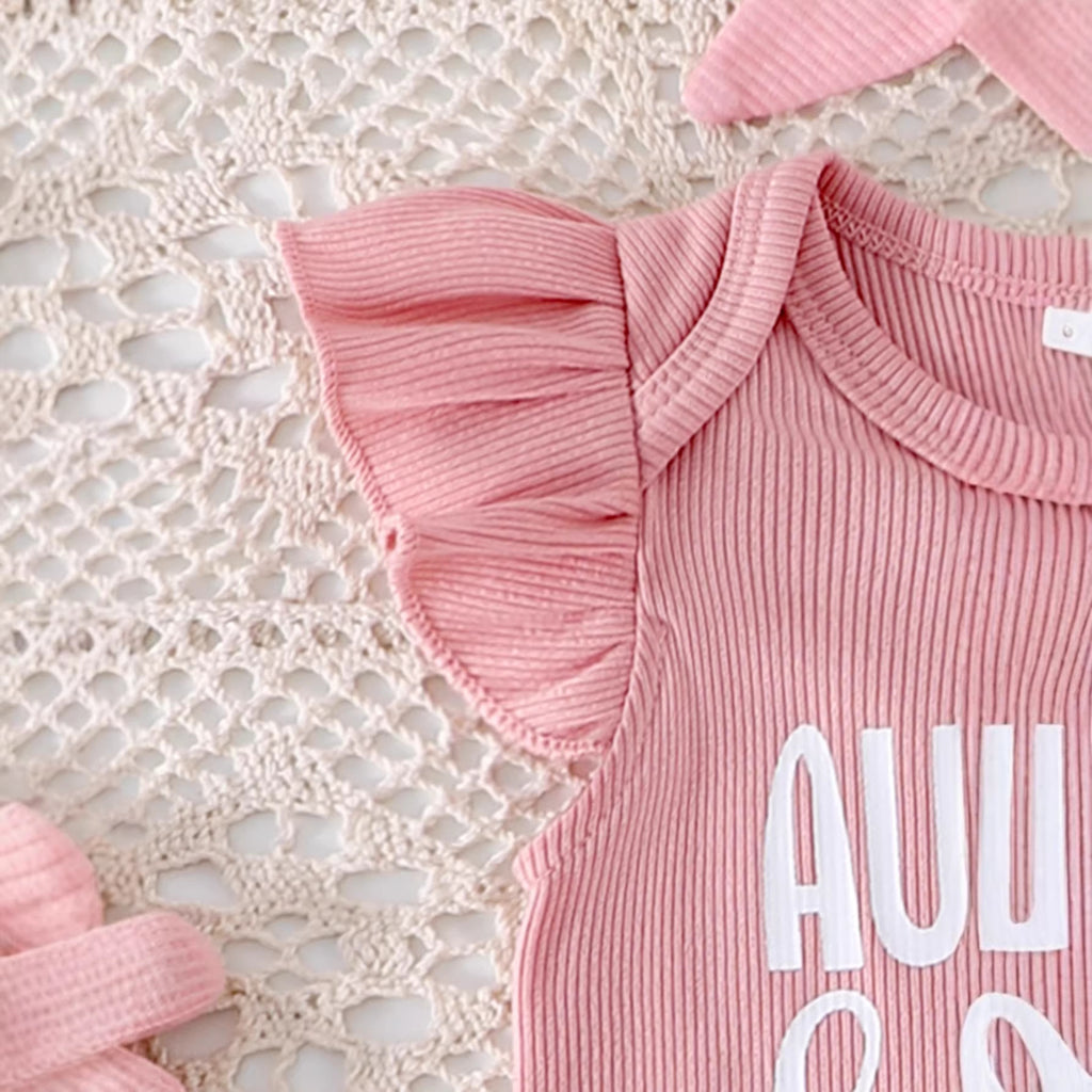 Mignon Cotton Ribbed sans manches Set pour bébé fille