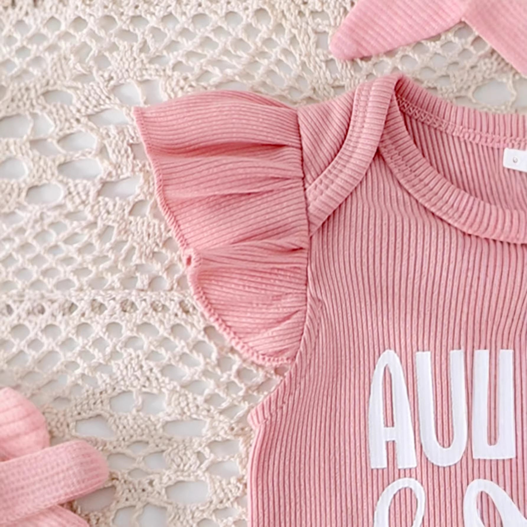 Mignon Cotton Ribbed sans manches Set pour bébé fille