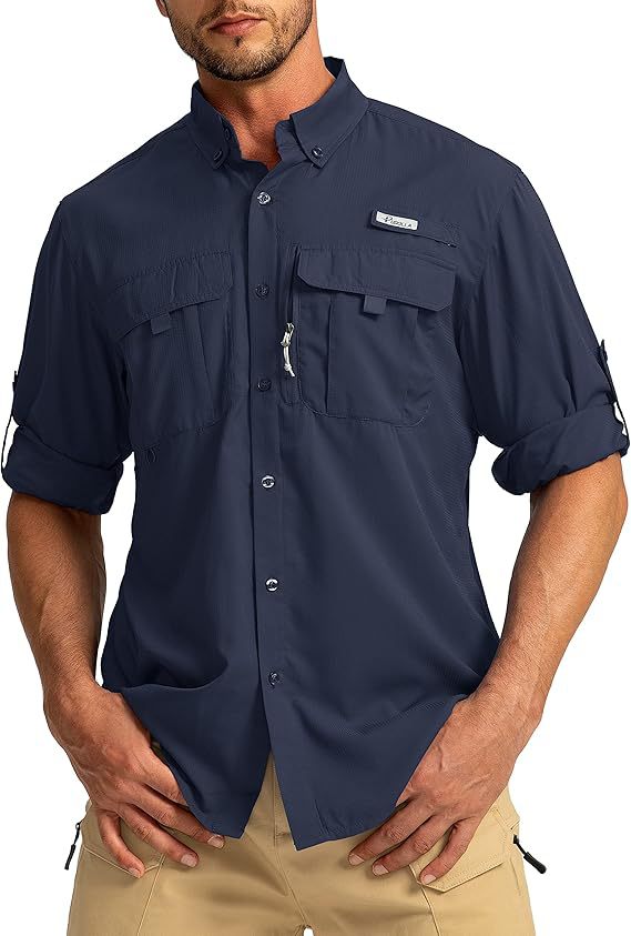 Men's long-sleeved collared shirt