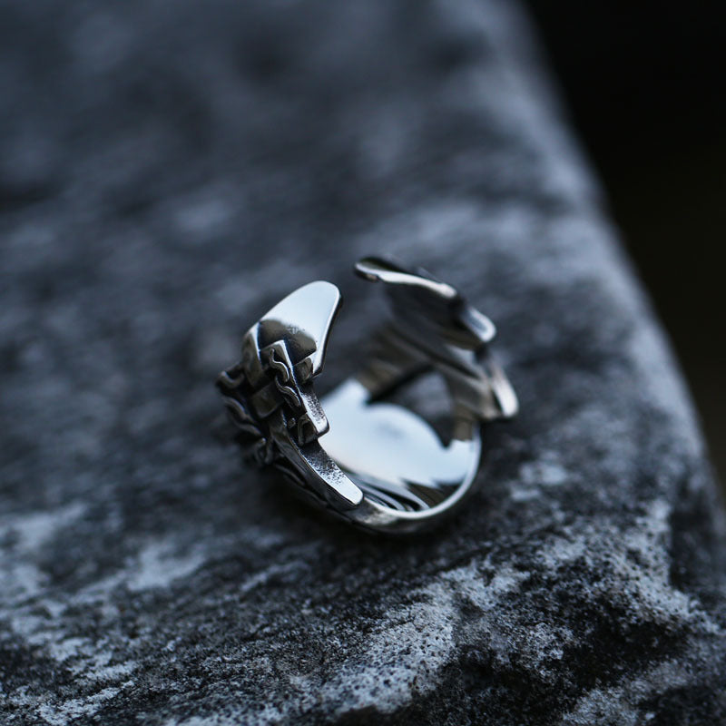 Bague en acier inoxydable Viking Compass pour homme