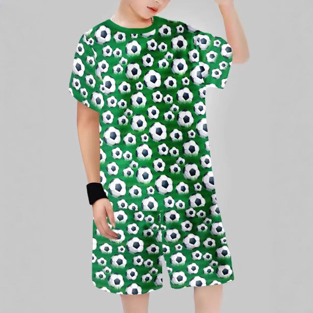 Summer Korean Style Boys Dinosaur Cartoon Print Set