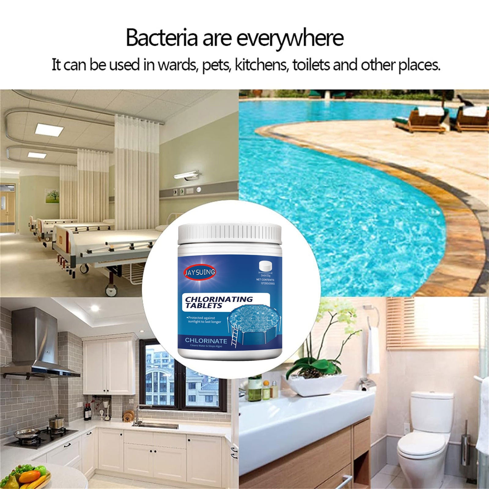 Comprimés effervescents de piscine multifonctionnels doux et facilement solubles
