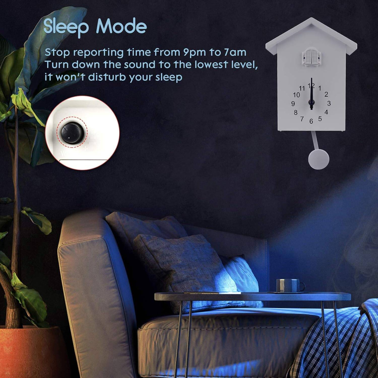 Horloge coucou moderne avec mode de silence de nuit automatique