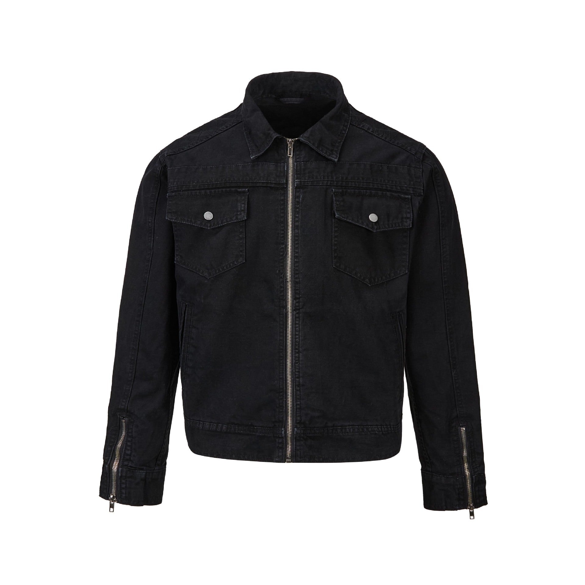 Veste de travail lavée courte zippée rétro