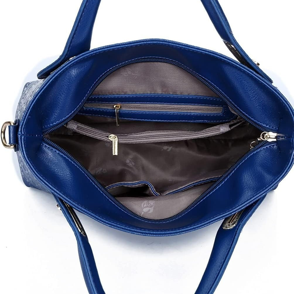 Femmes 4Pcs Poignée supérieure Satchel Hobo PU sac à main en cuir Set grand sac à épaule à bout Ca
