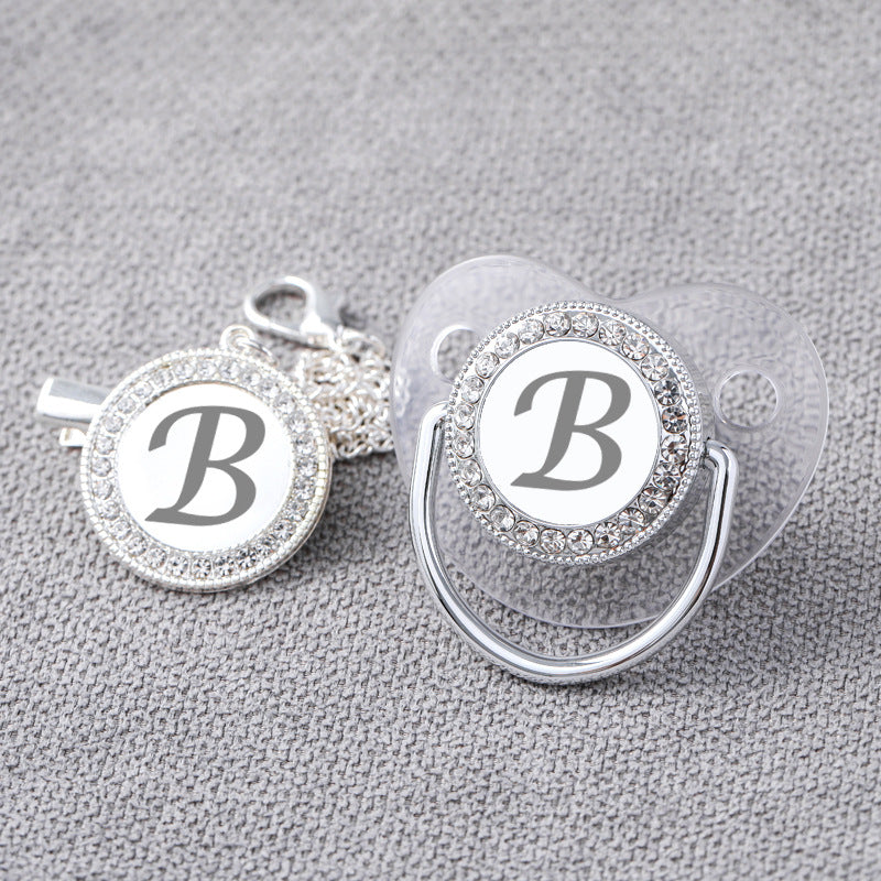 Transparent argent 26 lettres perceuse de tache bébé avec courroies de fermeture diamant