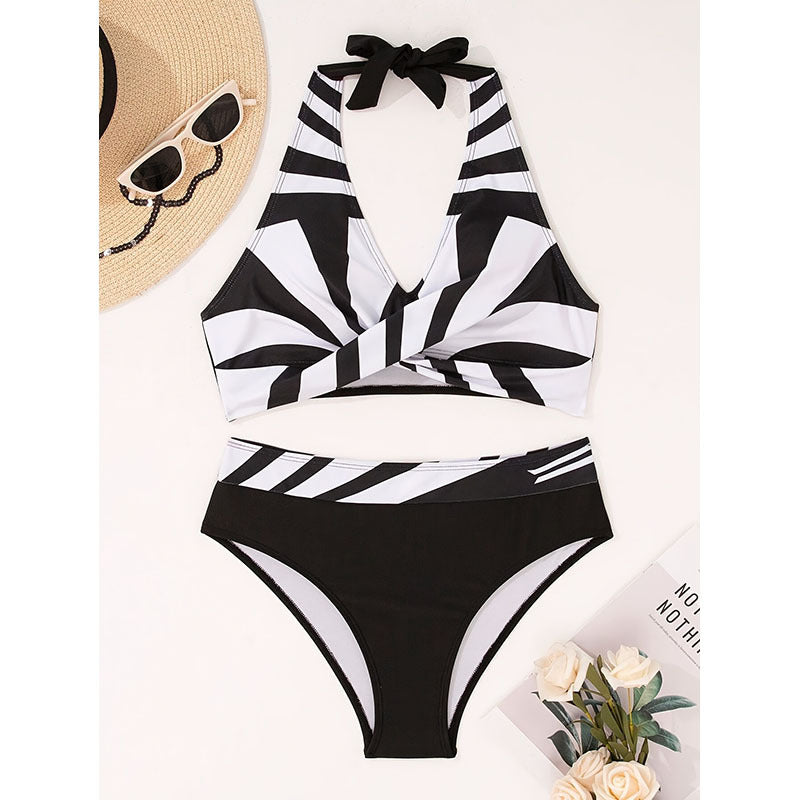 Maillot de bain bipièce européen et américain avec fermeture couleur