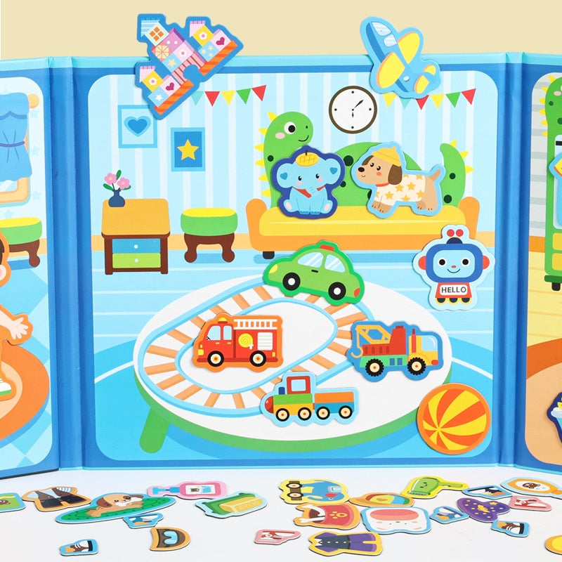 Livre pliable de la scène magnétique avec les enfants puzzles