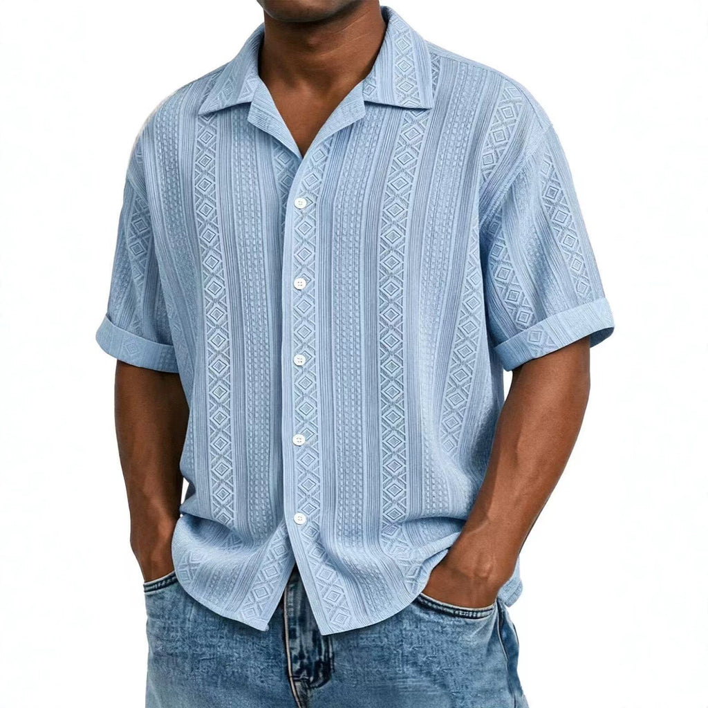 Men's Short-Sleeved Jacquard Shirt