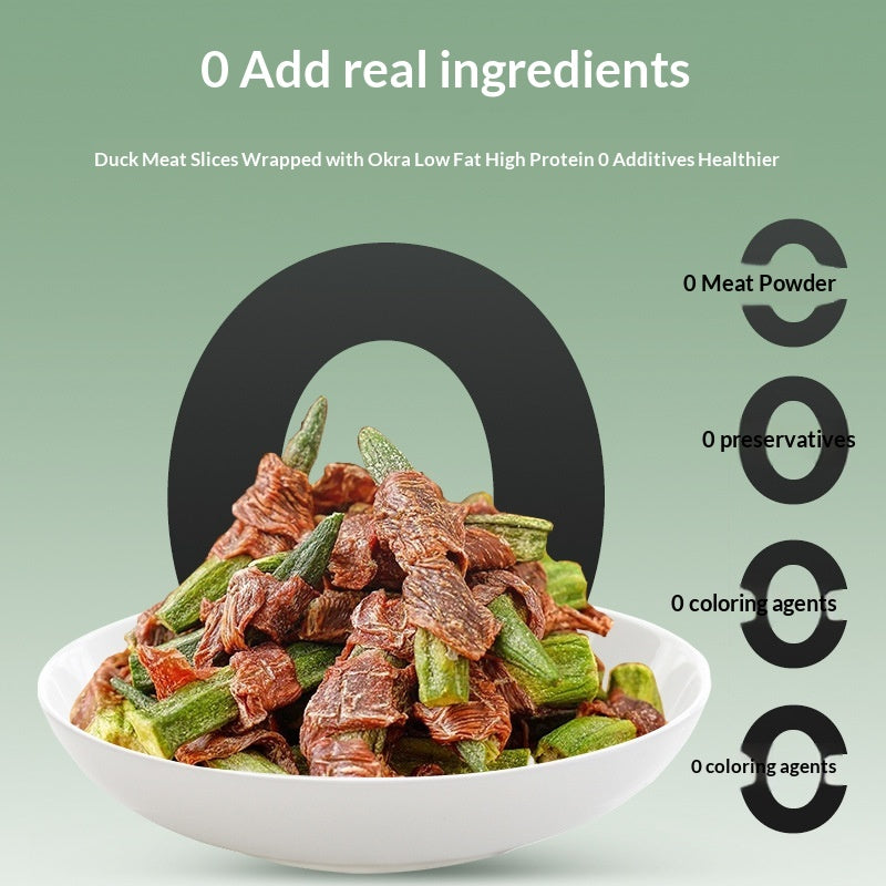 Chien d'animaux de compagnie traite les chews nutritifs de canard Okra