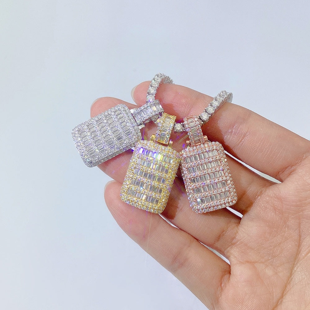S925 Argent incrustation pendentif Hip Hop bijoux