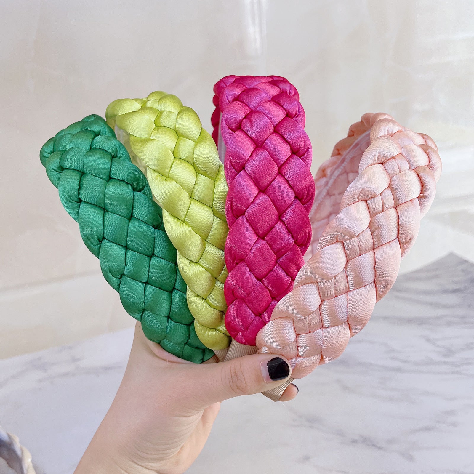 Bande de tête en tissu de couleur solide pour femmes