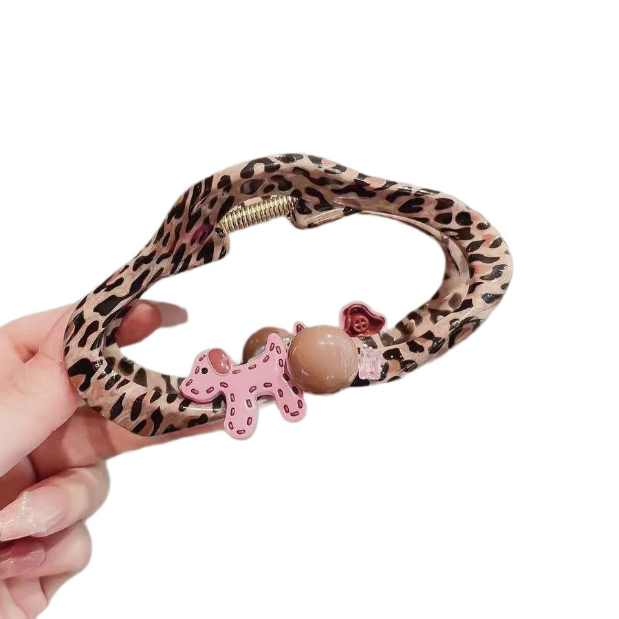 Leopard-Imprimer Clip à cheveux en nuage pour femmes de style haut de gamme