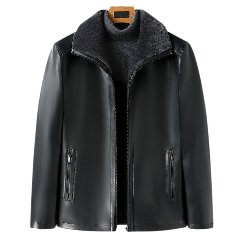 Veste Business chaud fourrure de lapel fourrure intégrée tapis en cuir épaissée