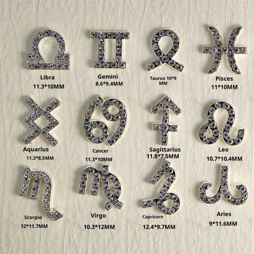 Douze Zodiac Nail Art Accessoires Alliage de diamants incrustés