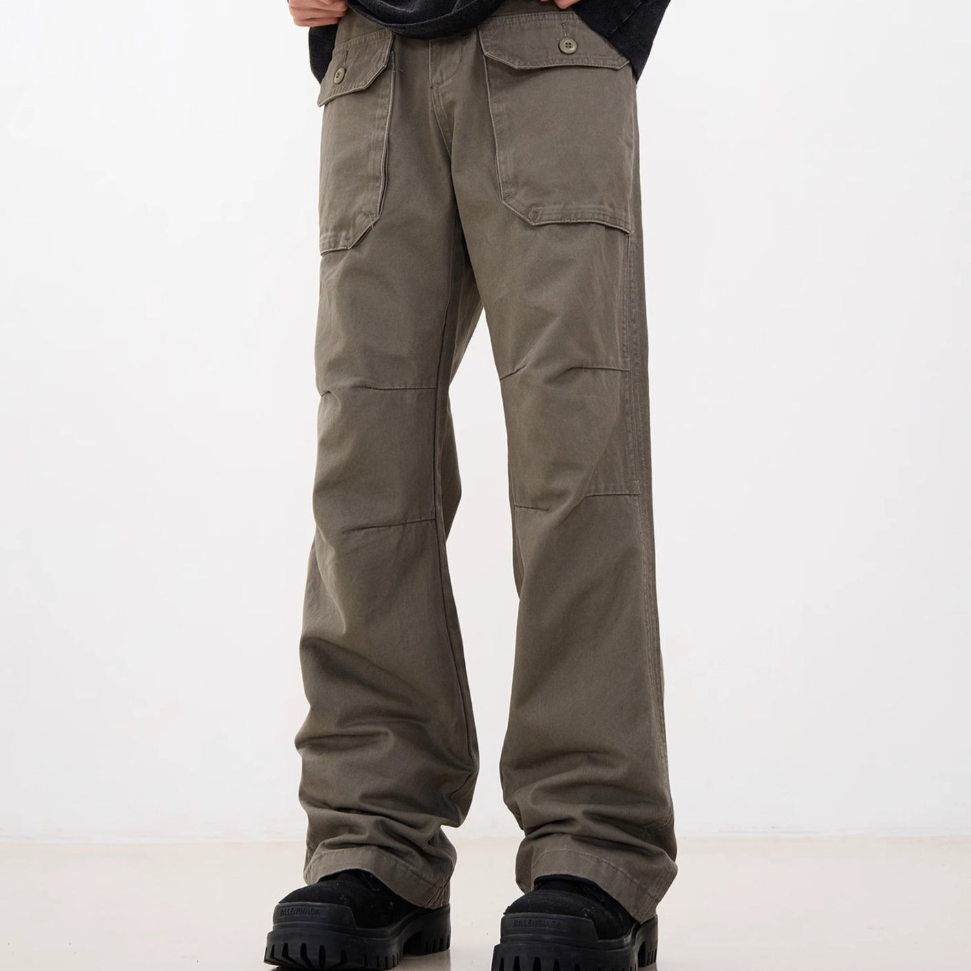 Pantalons de fret à plis à plis multiples hommes