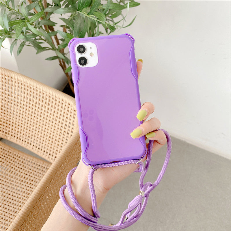 Coque de téléphone souple Lanyard de couleur solide simple