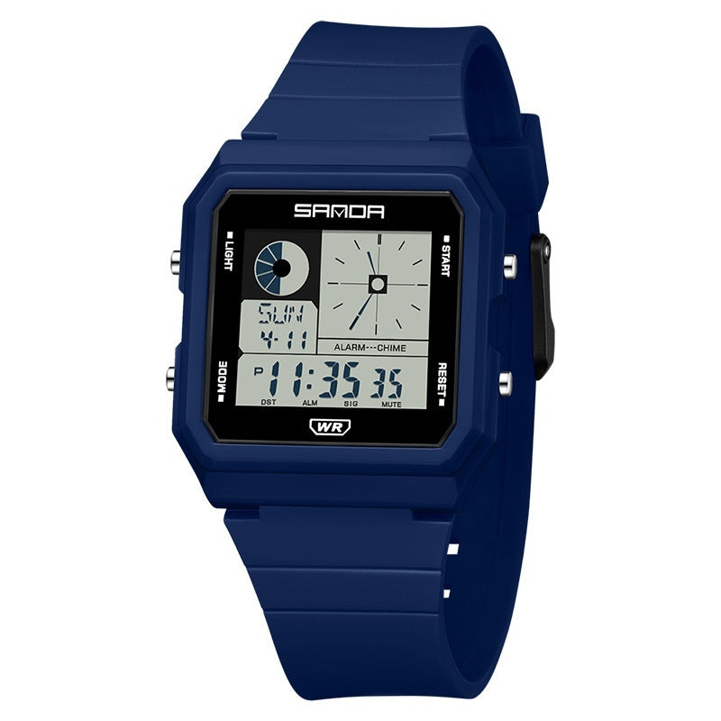 Montre numérique polyvalente et créative, petit carré multifonction