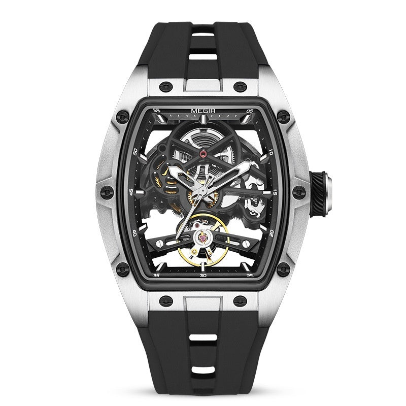 Homme en acier inoxydable Shell automatique Hollow Montre mécanique