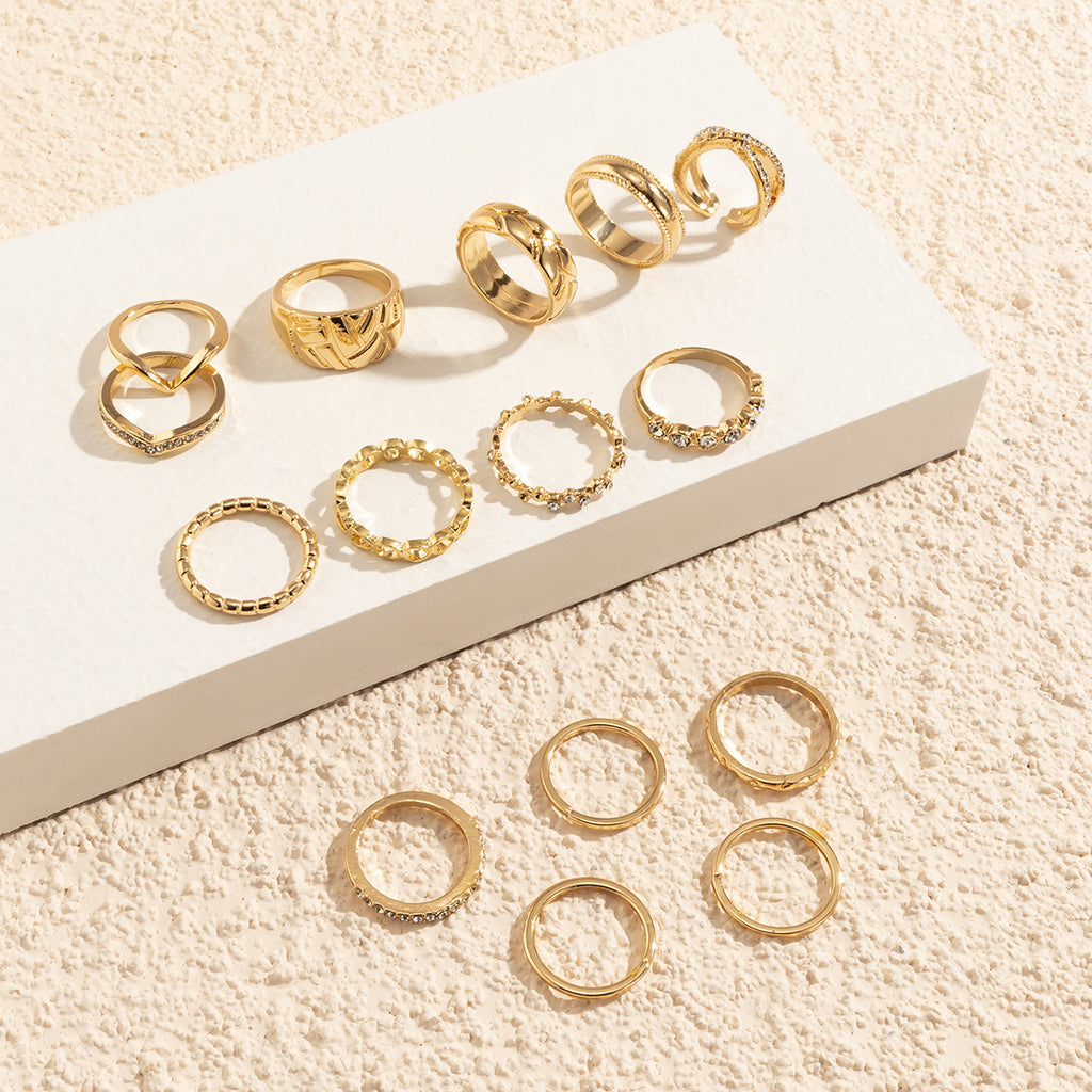 European and American Retro Cold Wind Combine Hollow Curved Ring