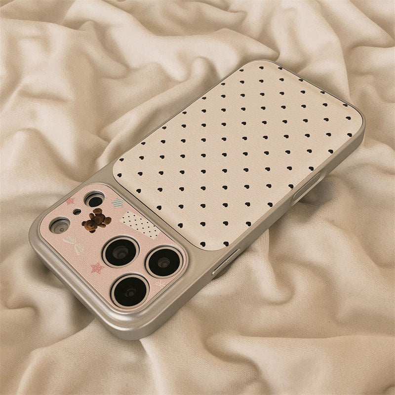 Authentic Suede Heart and Bear Phone Case