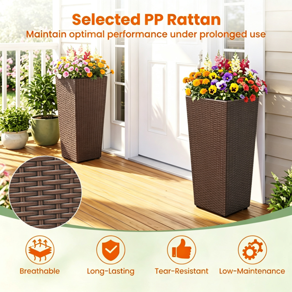 Ensemble de 2 plants de rotin avec pots intérieurs amovibles