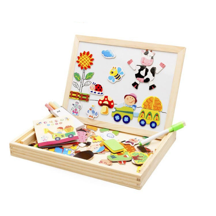 Farm Mania Animal Joypin Planche à dessin double face Puzzle magnétique tridimensionnel