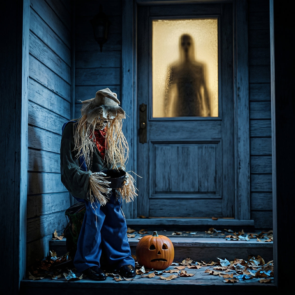 Décoration d'Halloween assis avec yeux rouges lumineux