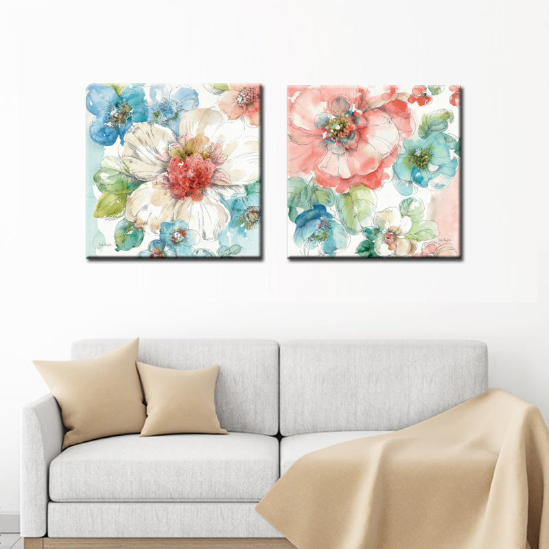 Couleur Aquarelle Florale Peinture sur toile