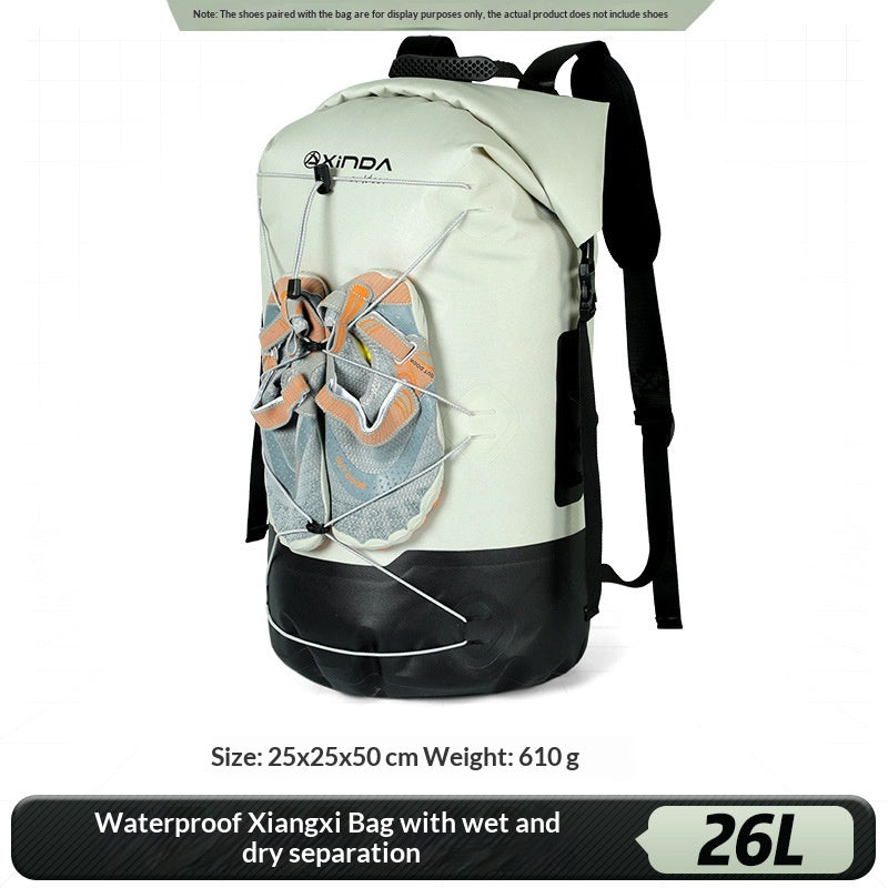 Outdoor backpack with IPX7 wet/dry compartment