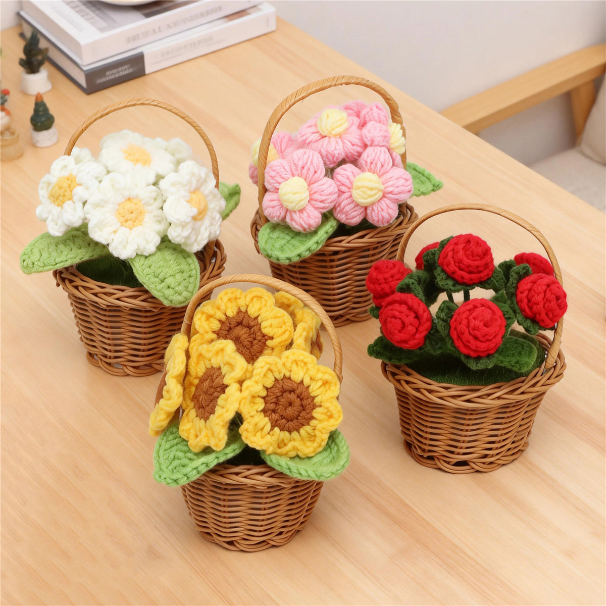 Crochet fait main Assorti Panier de fleurs Ornements en pot
