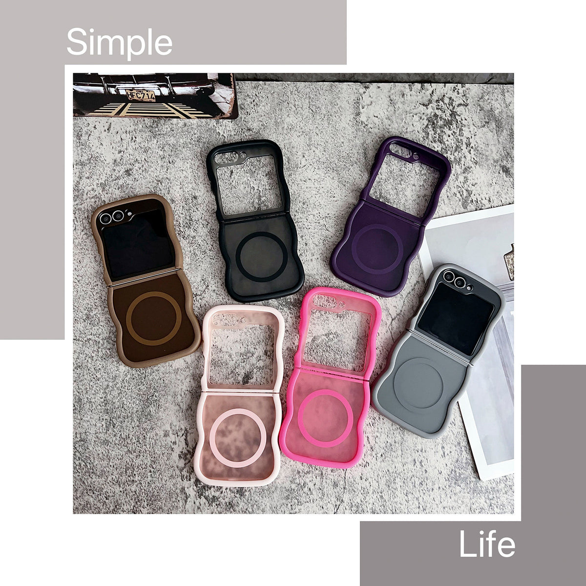 Boîtier de téléphone magnétique Écran pliable Couleur transparente Couverture de protection tout compris