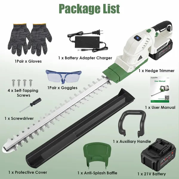 20'' Cordless Hedge Trimmer 21V Trimeur de bush à main étrier électrique avec Du