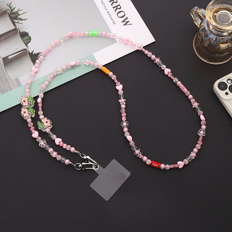 Acrylique Pearl Lanyard Chaîne d'épaule Étui de téléphone Bracelet de lanière