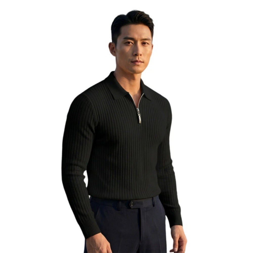 Pull à demi-zip tricoté mode homme
