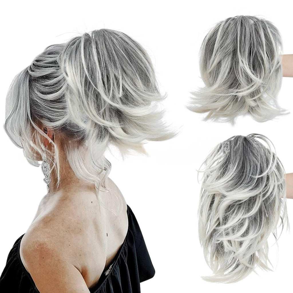 Haute température Synthétique Perruque Cheveux Clip-on Ponytail Femmes Court Style Volumineux Petit C