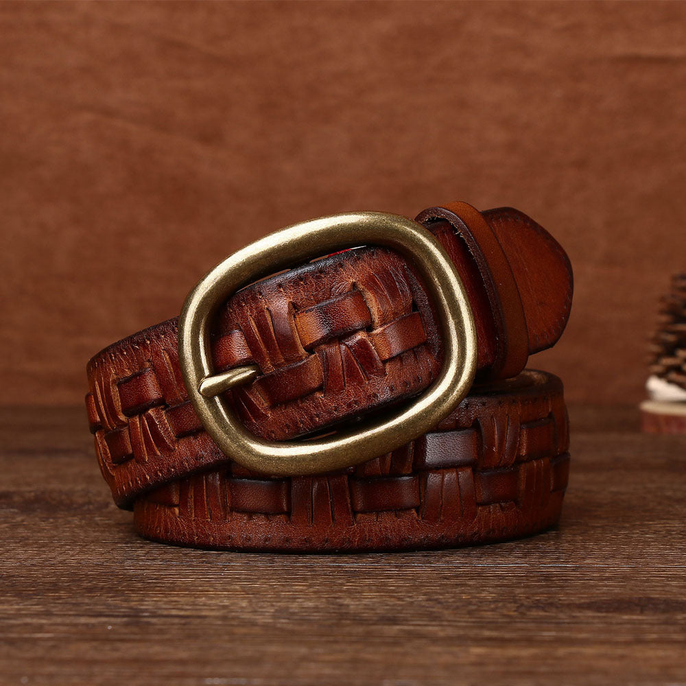 Ceinture en cuir de vache tissée à la main pour hommes