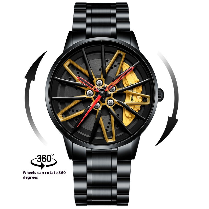 Montre Quartz Homme forgée de voiture Kini Hollow à trois dimensions