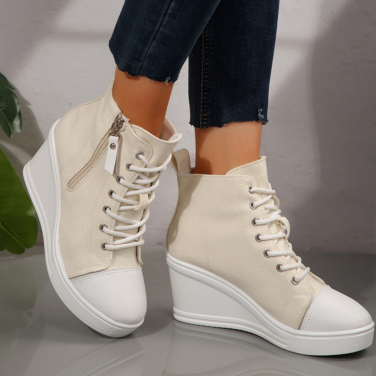 Femmes Mode Versatile Haut-Haut Casual Chaussures en toile