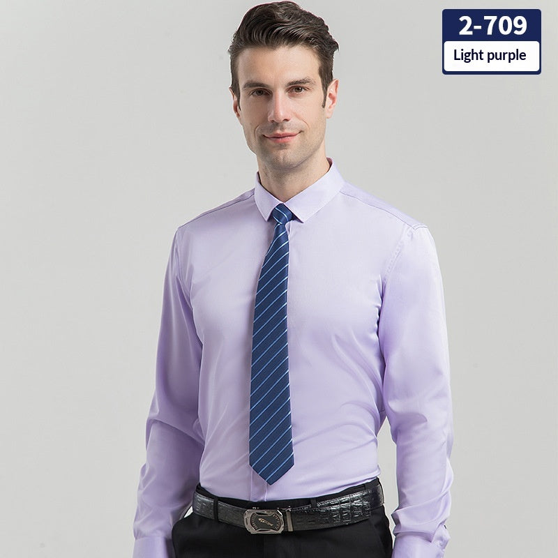 Elégant Business Formel Solide-couleur manches longues Hommes chemise
