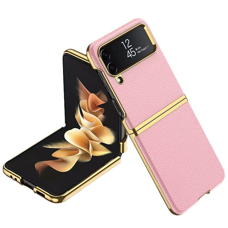 Z Flip4 Étui de téléphone Zflip4 Écran pliable tout compris cuir uni
