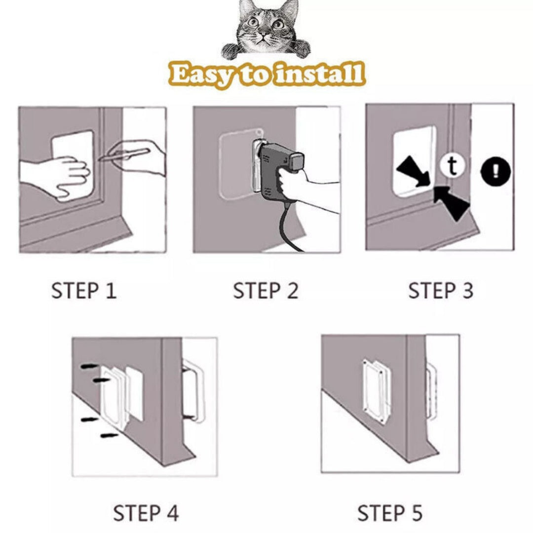 XL Pet Door 4 Way Locking Small Medium Large Cat Flap Magnétique White Frame