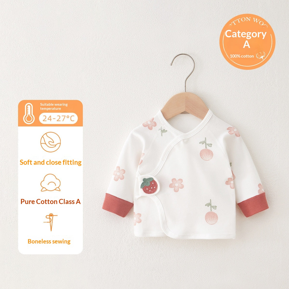 Nouveau-né Maillot de corps demi-arrière Sans os Coton pur