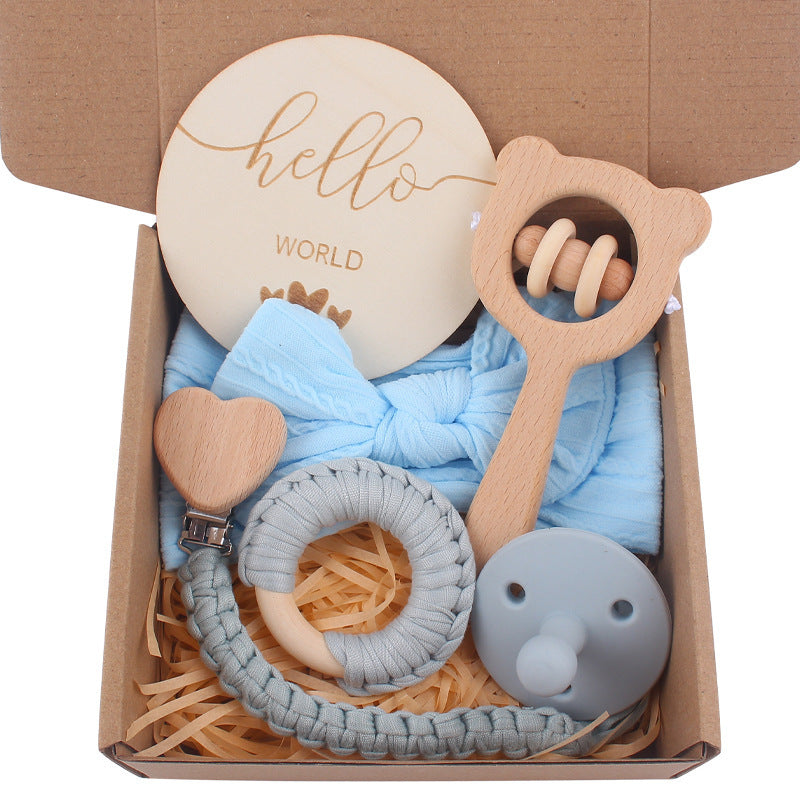 1 Set Nipple Clip Chain Coton Dentition Salive Serviette Fourche de lapin Oreilles en bois