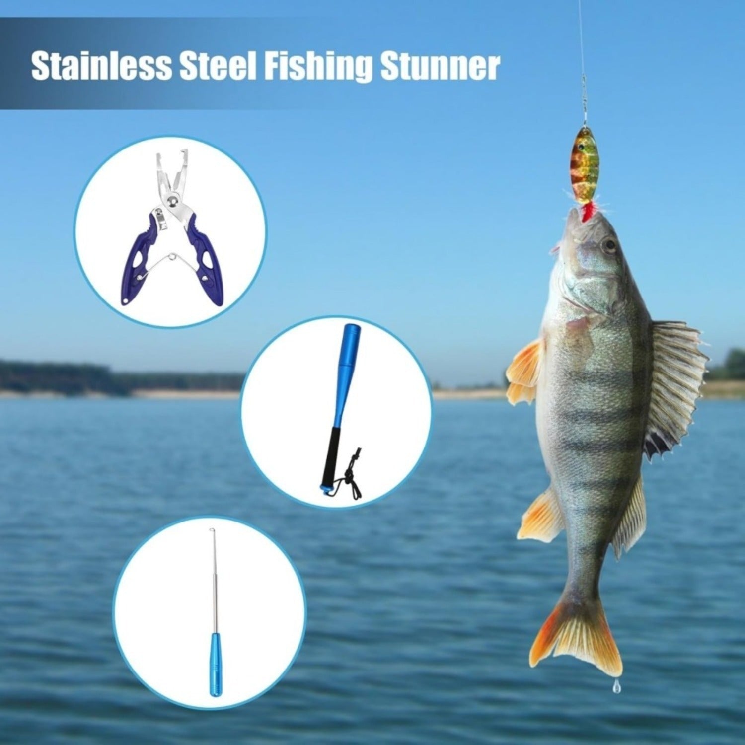 3-pièces Fish Killer Set 24,5 Cm Aluminium Fish Killer comprend pinces de pêche Et H