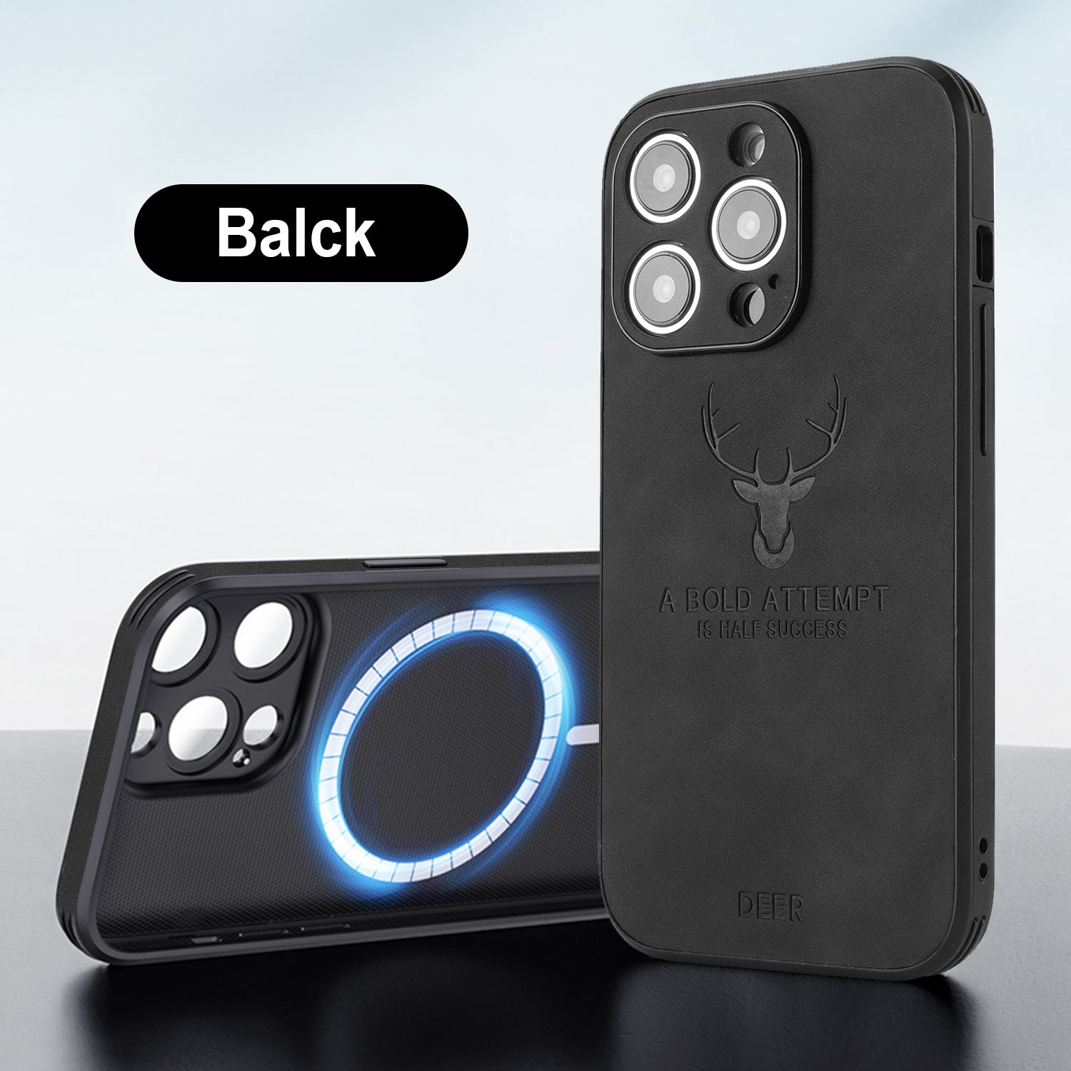 Coque de téléphone Tête de cerf intégrée magnétique résistant à la chute Couverture de protection