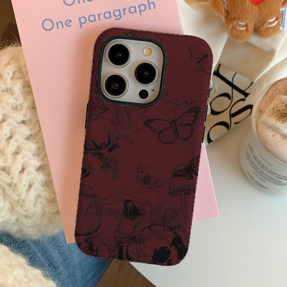 Retro Butterfly Flower Stain Telephone Case résistant