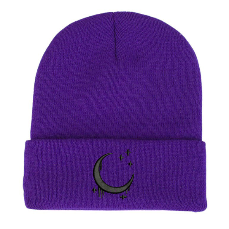 Chapeau en tricot brodé Amazon avec lune et étoiles Design AutomneHiver Chapeau en laine