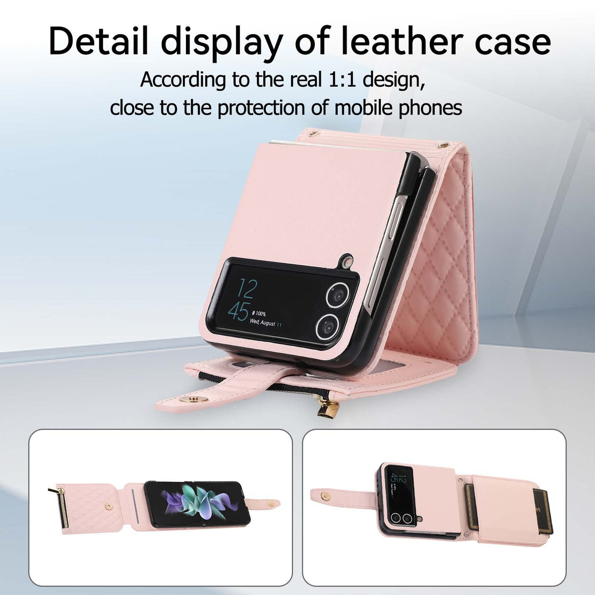 Étui en cuir plongeant sur une épaule couverture de téléphone zipper sac Flip